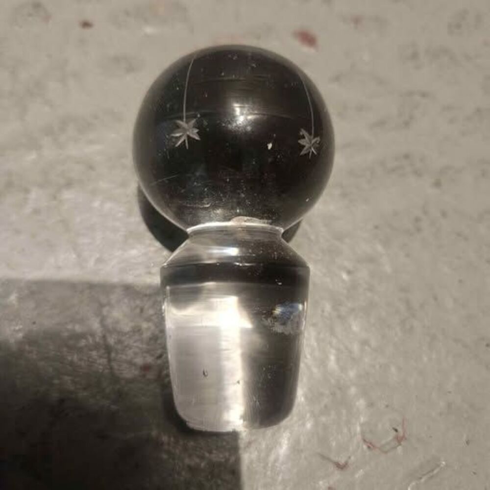 Vintage Etched Glass Decanter Stopper with Star Pattern